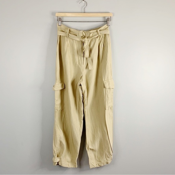 Aritzia Wilfred Kafka Belted Cargo Pants Viscose Linen Minimalist Belt Pockets 8 - Picture 1 of 16